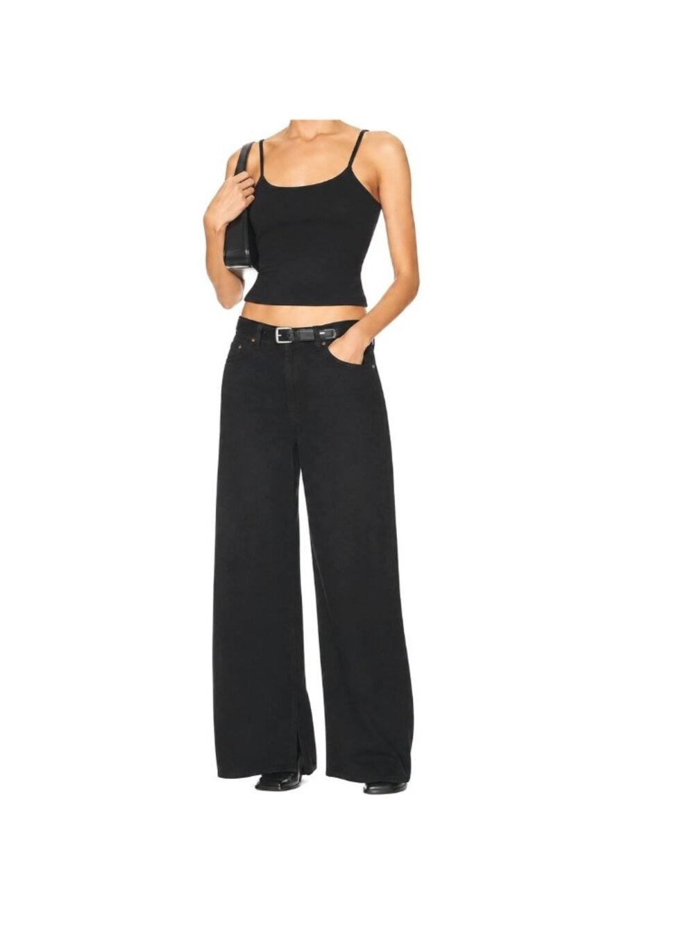Re/Done Womens Black Flow Low Rider Loose Jeans Size 25